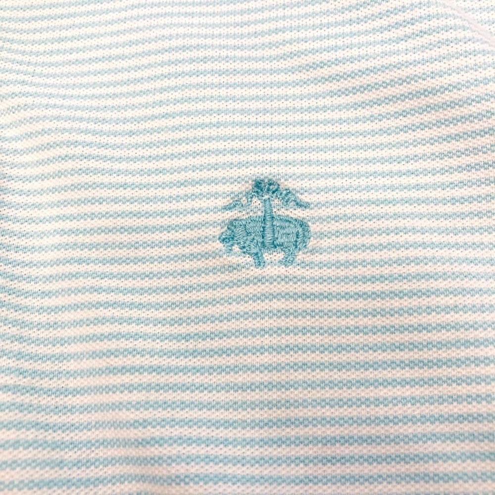 Brooks Brothers Aqua Striped Polo Shirt 100% Cotton Women's Large - Picture 3 of 8